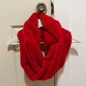 New York & Company Vibrant Red Faux Fur Scarf